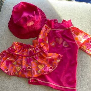 2T swimsuit neon pink